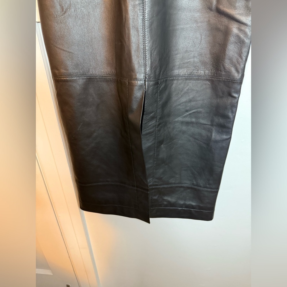 G. label By Goop Black Leather Samira Midi Skirt - Picture 7 of 9